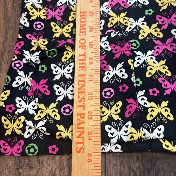 Butterfly Floral Scrub Top Small Uniform Destination Cotton  Multicolor Pockets - Picture 5 of 6